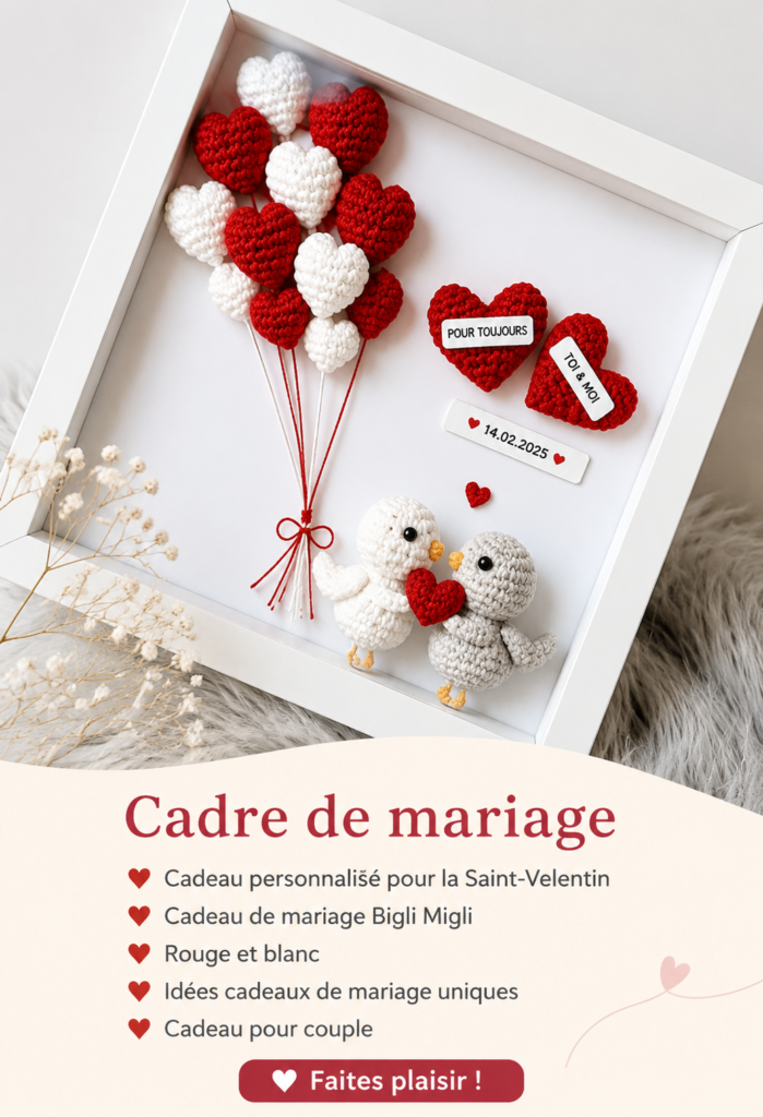 Cadre photo personnalisé décoratif avec des photos d'un couple, idéal pour des cadeaux de mariage.