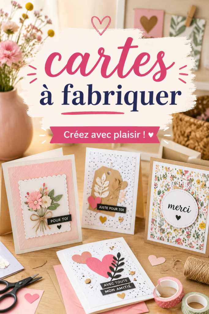Cartes faites main colorées sur une table de bricolage
