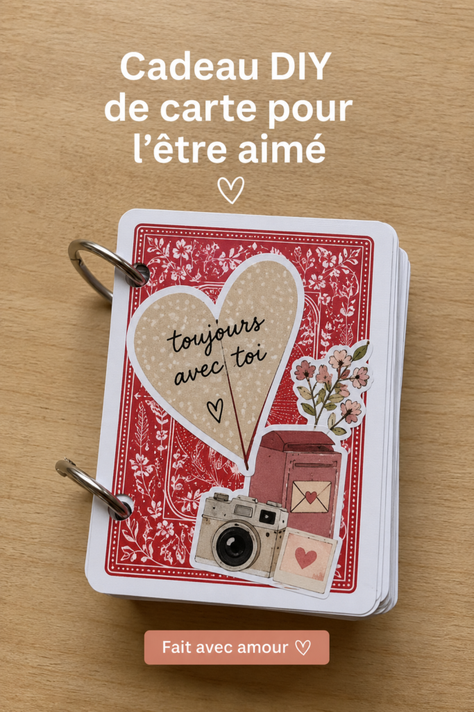 Exemple de cartes cadeaux DIY colorées et personnalisées sur une table.