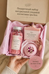 Coffret de soins naturels pour un spa maison avec crème, huile et gommage