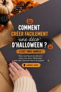 Déco d'Halloween avec un mur orné de chauves-souris en papier