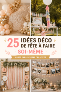 Exemples de décorations de fête DIY colorées et festives pour un anniversaire.