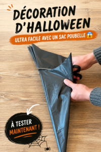 Décoration d'Halloween réalisée avec des sacs poubelle en forme de fantôme