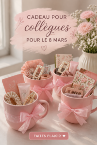 Cadeaux colorés sur un bureau pour la Journée de la Femme