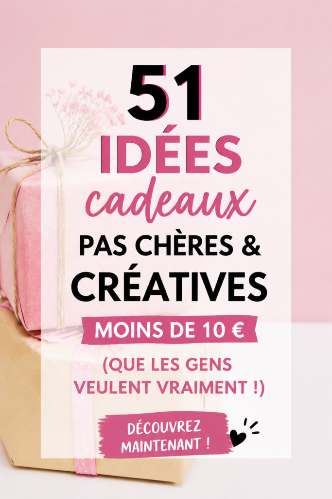 Image d'une sélection de cadeaux créatifs à moins de 10 € sur une table