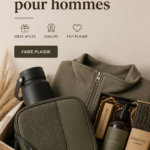 Une sélection de cadeaux pour hommes, présentée sur une table.