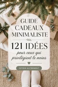 Sélection de cadeaux minimalistes disposés sur une table