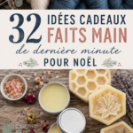 Un ensemble de cadeaux de Noël faits main, joliment emballés, prêt à être offert.