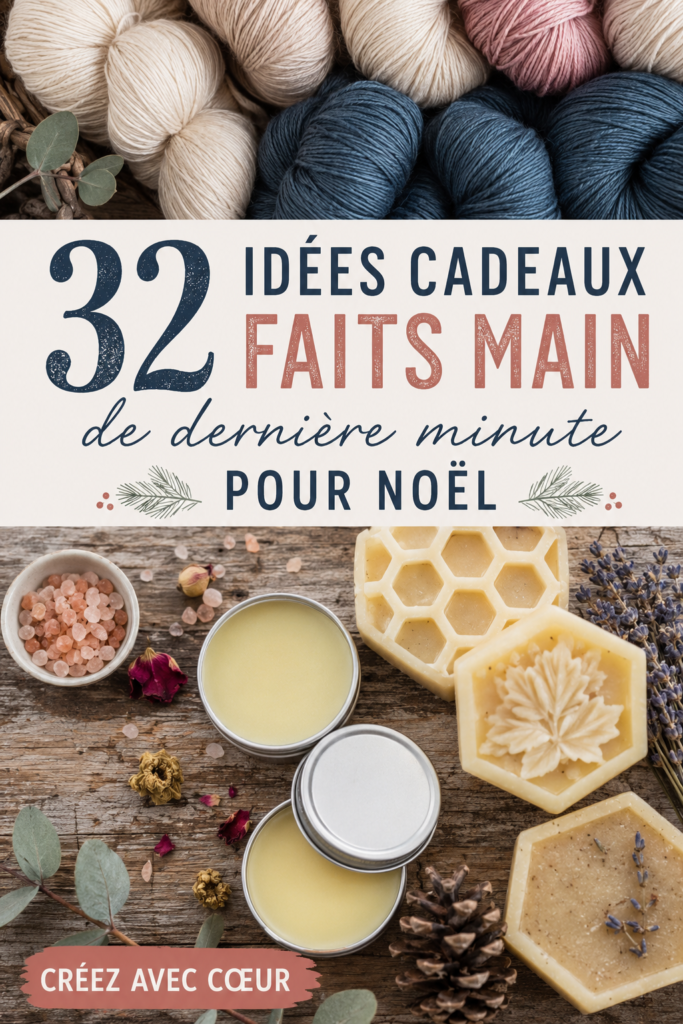 Un ensemble de cadeaux de Noël faits main, joliment emballés, prêt à être offert.