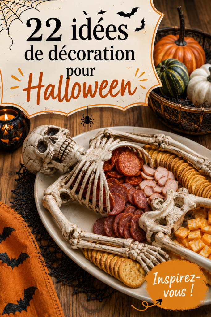 Maison décorée pour Halloween avec des citrouilles et des toiles d'araignée.