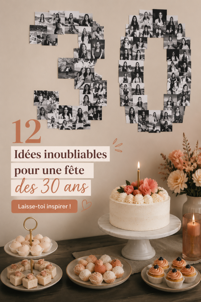 Images d'une fête d'anniversaire créative pour célébrer un 30ème anniversaire.