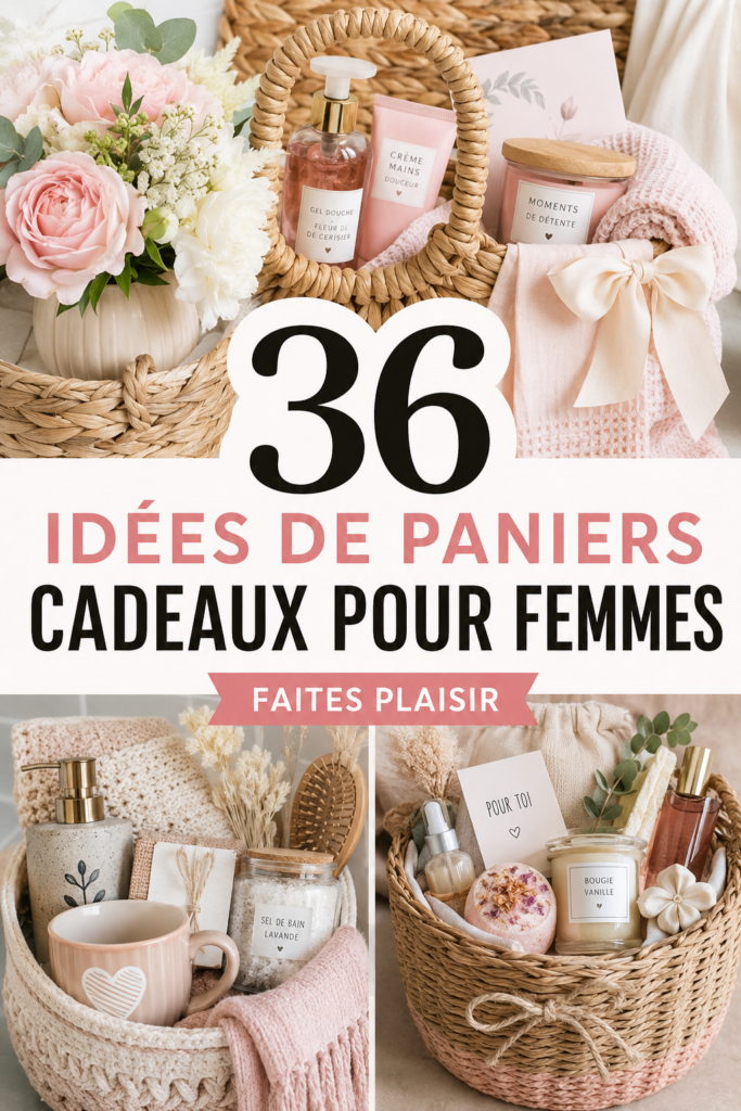 Un joli panier-cadeau rempli de produits pour femme
