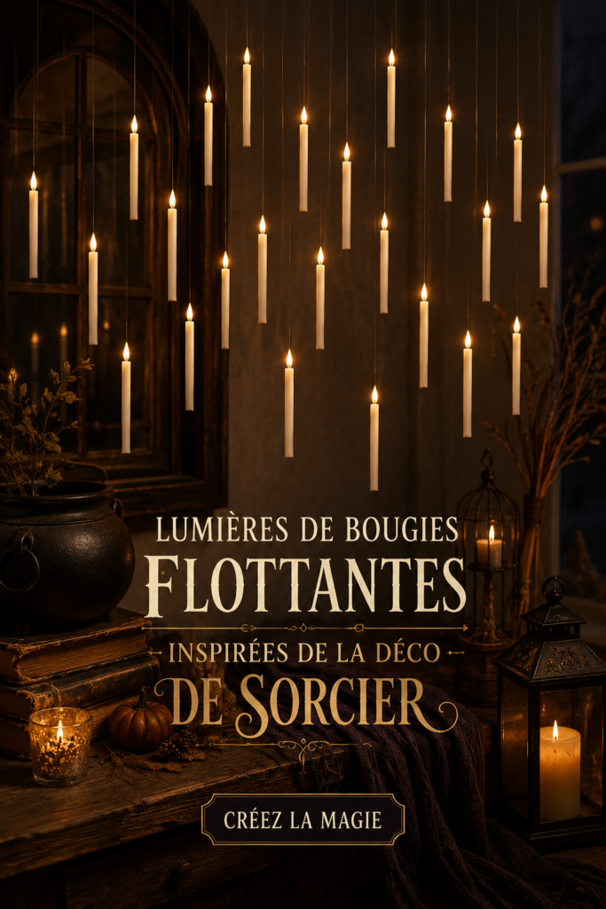 Image d'une décoration de mariage avec des lanternes flottantes illuminées à la tombée de la nuit