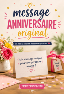 Un joli bouquet de fleurs avec une carte d'anniversaire originale