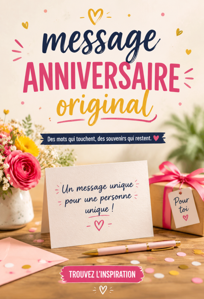 Un joli bouquet de fleurs avec une carte d'anniversaire originale