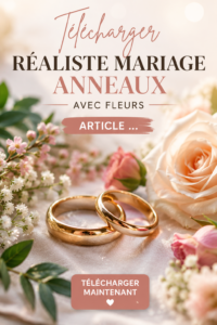 Modèle d'anneaux de mariage fleuris sur une table de mariage