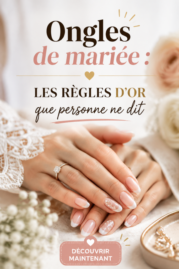 Manucure de mariée avec des ongles bien soignés et élégants