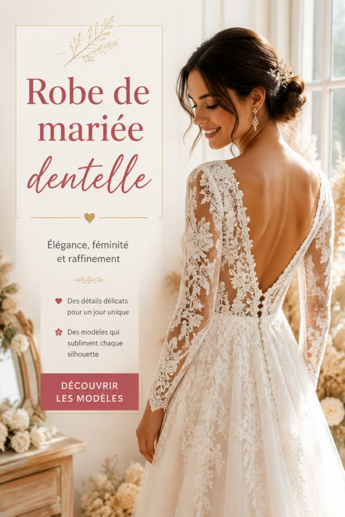 Robe de mariée en dentelle blanche avec détail élégant