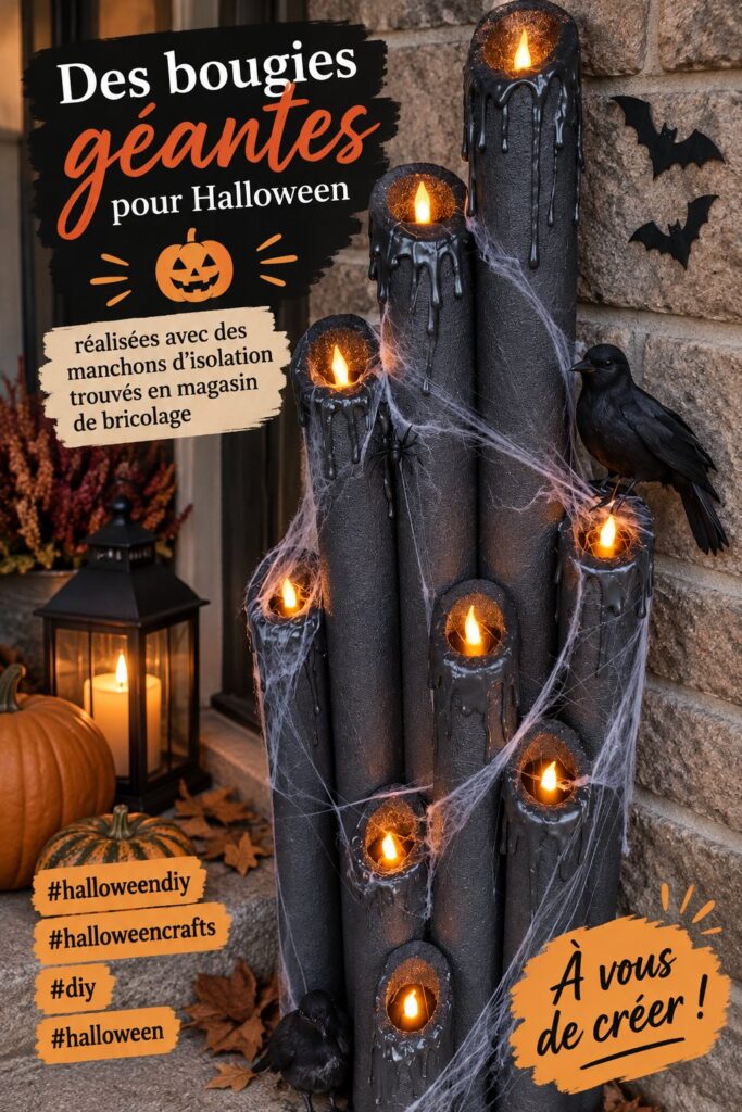 Bougies géantes faites maison pour Halloween avec des manchons d'isolation
