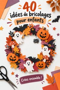Ensemble de bricolages Halloween colorés réalisés par des enfants