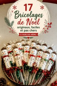 Des bricolages de Noël originaux et colorés sur une table.