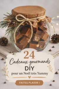 Assortiment de cadeaux gourmands faits maison pour Noël.
