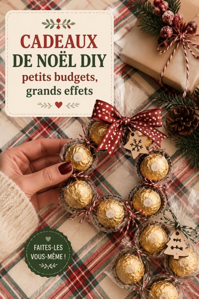 Cadeaux de Noël DIY colorés et économiques sur une table