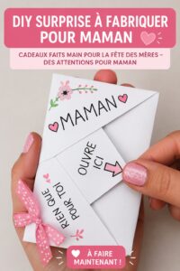 Une carte surprise faite main pour maman avec des décorations colorées.