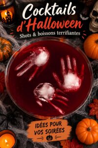 Cocktails d'Halloween colorés dans des verres décorés