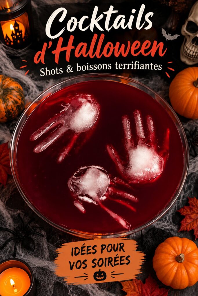 Cocktails d'Halloween colorés dans des verres décorés