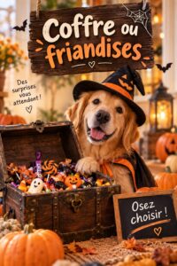 Coffre à friandises décoré pour un mariage avec divers bonbons.