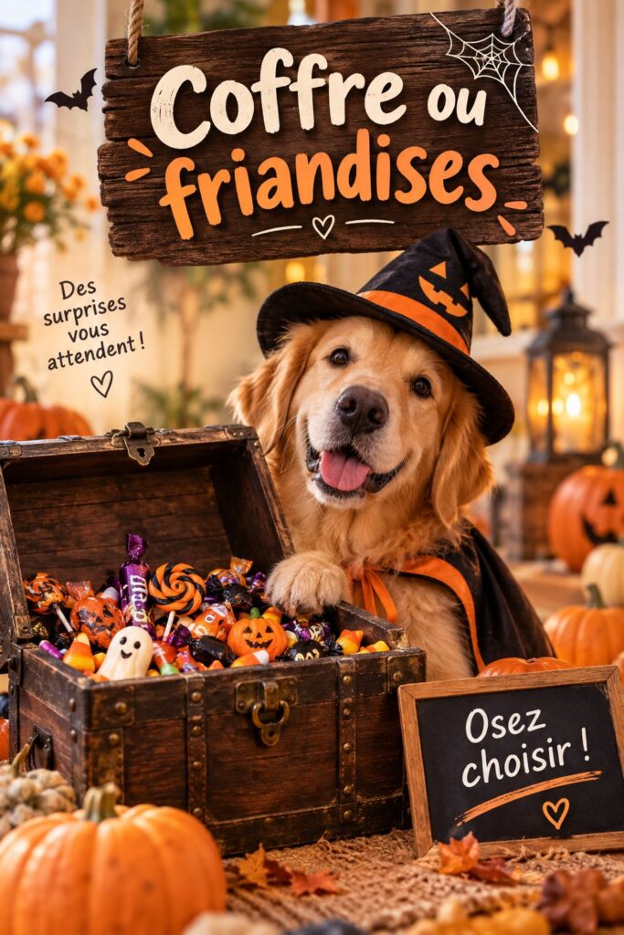 Coffre à friandises décoré pour un mariage avec divers bonbons.