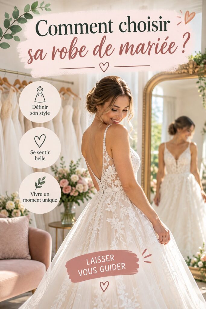 Une femme heureuse essayant sa robe de mariée préférée dans un salon de mariage.