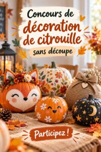 Une citrouille décorée avec des matériaux colorés pour Halloween sans découpe.
