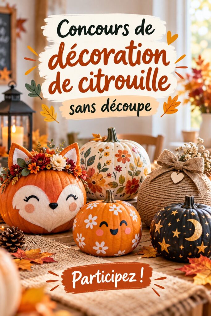 Une citrouille décorée avec des matériaux colorés pour Halloween sans découpe.