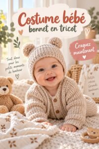 Costume en tricot doux pour bébé avec un joli bonnet.