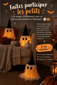 Coussin fantôme DIY décoratif pour Halloween sur un canapé