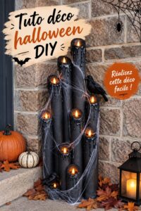 Décoration Halloween avec des éléments DIY sur une table
