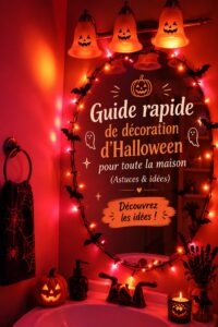 Maison décorée pour Halloween avec des citrouilles et des toiles d'araignée
