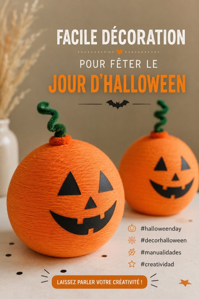 Déco d'Halloween colorée et créative avec citrouilles et toiles d'araignées