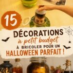 Décorations faites maison pour Halloween avec des matériaux recyclés.