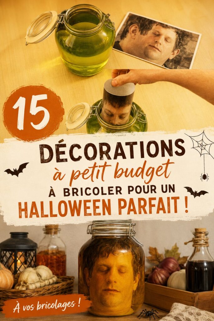 Décorations faites maison pour Halloween avec des matériaux recyclés.