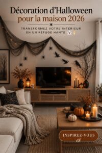 Maison décorée pour Halloween avec des citrouilles et des décorations mystérieuses