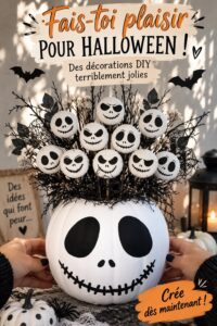 Décorations d'Halloween DIY créatives avec des citrouilles et des toiles d'araignées.