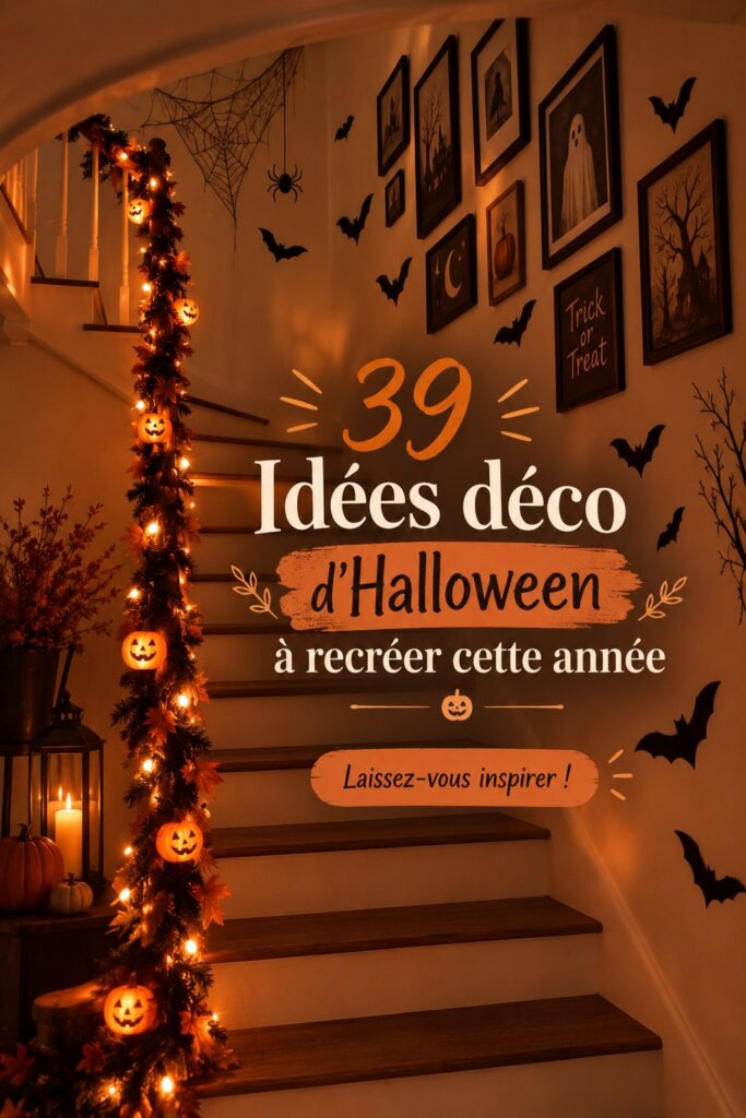 Décorations d'Halloween variées avec citrouilles et toiles d'araignée
