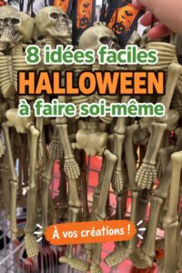 Décorations d'Halloween faites maison avec des produits Dollar Tree, montrant une ambiance festive.