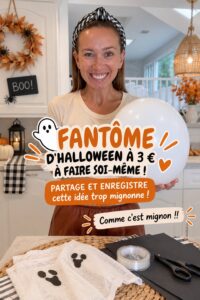 Image de fantômes en décoration DIY pour Halloween, créés à partir de matériaux recyclables.