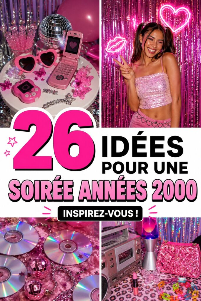 Une décoration colorée inspirée des années 2000 pour une fête d'anniversaire.