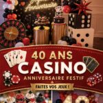 Fête d'anniversaire sur le thème du casino avec décorations colorées et jeux de cartes