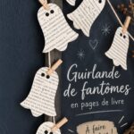 Guirlande de fantômes réalisée avec des pages de livres pour une décoration d'Halloween